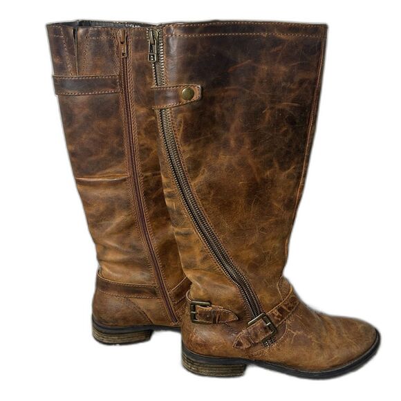 Steve Madden Shoes - Steve Madden Sinclair Leather Riding Boot Dark Cuoio Brown Sz 8